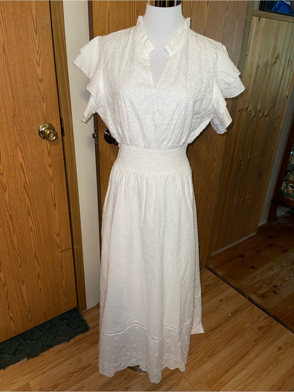 Solitaire White Maxi Dress with Eyelet Detail